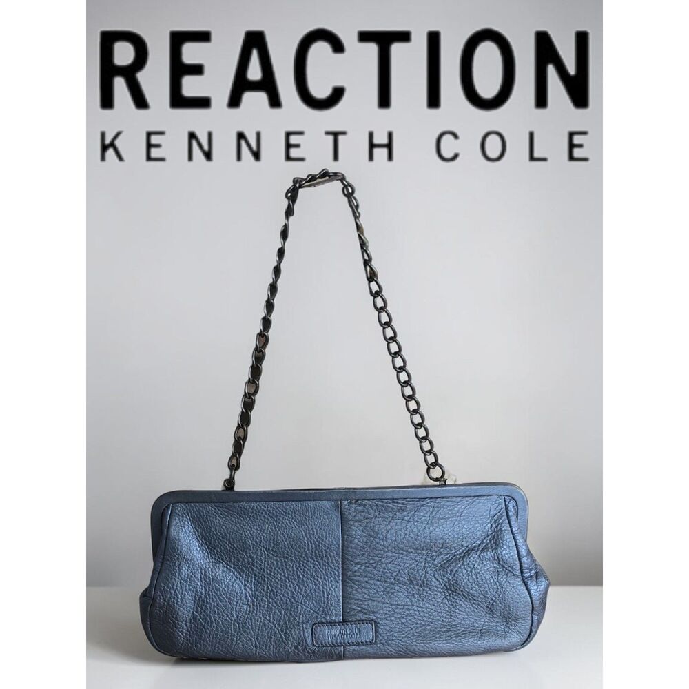 Kenneth Cole Reaction Blue Studded Clutch Chain Shoulder Bag Edgy Y2K